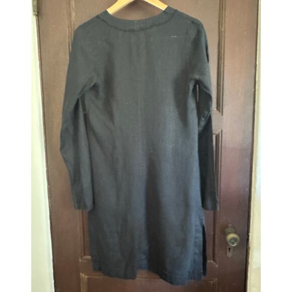 KRISTENSEN du NORD | Vintage Black Split Neck Linen Tunic Sheath Dress | Size 2 - Picture 2 of 6